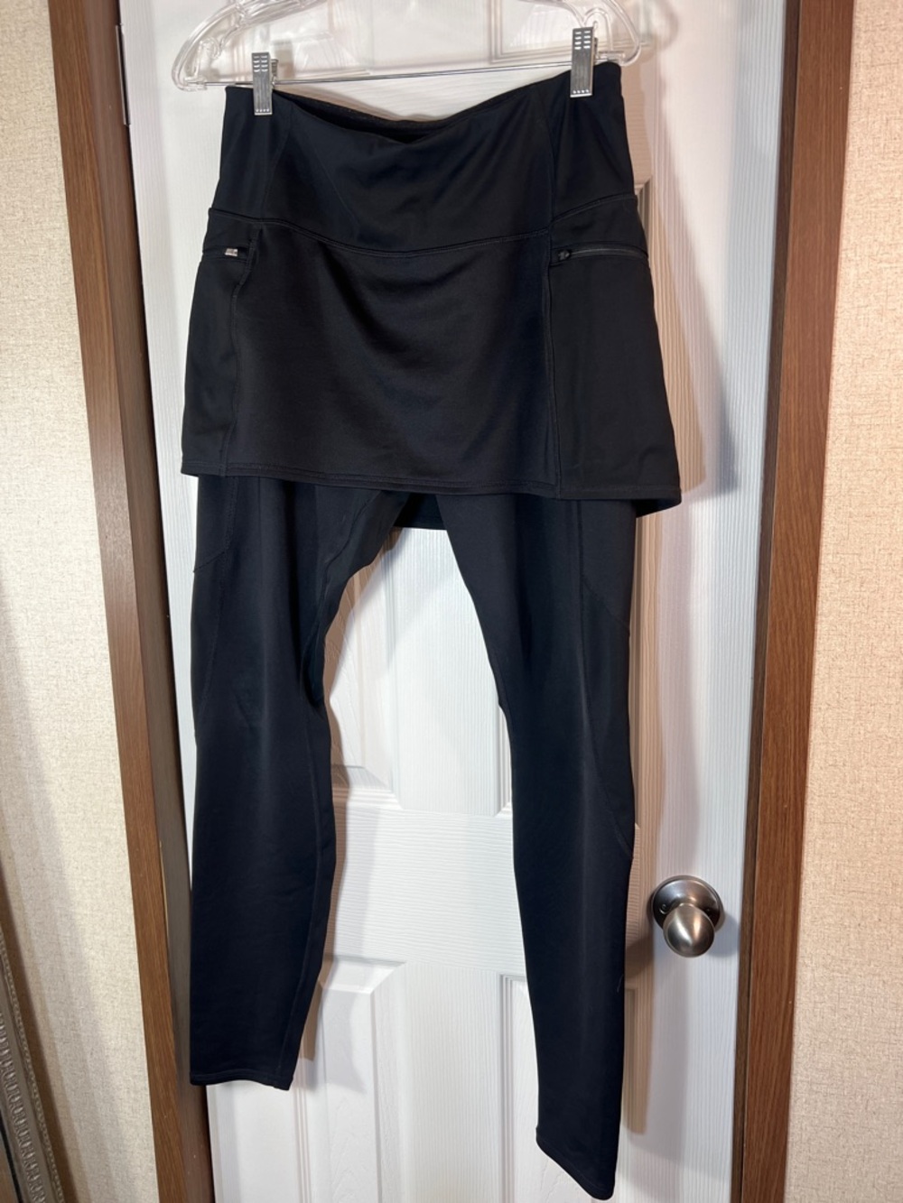 Athleta Black Skirted Leggings with Zip Pockets
